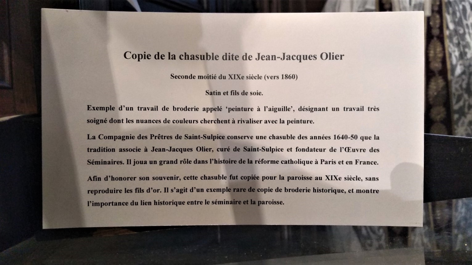 chasuble olier notice